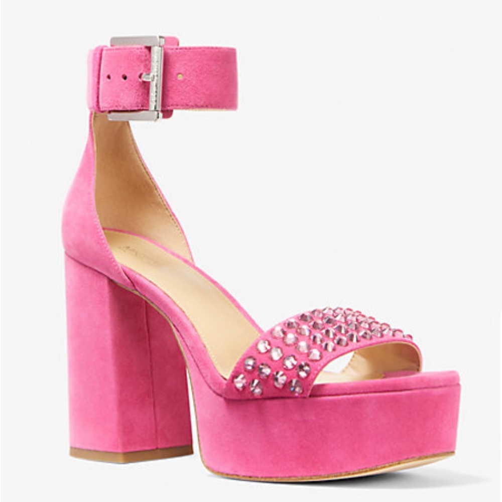 Michael Michael Kors Tara Embellished Suede Platform Sandal